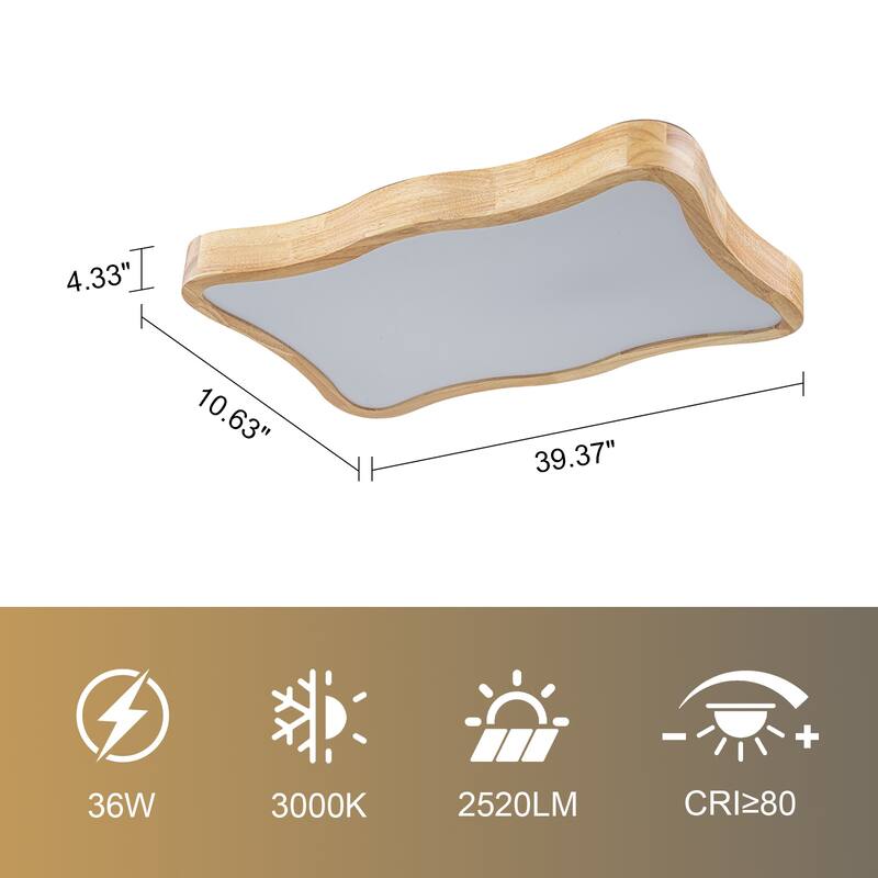 Integrated LED 5CCT Farmhouse Flush Mount Ceiling Light, 5 Color Temperature Selectable