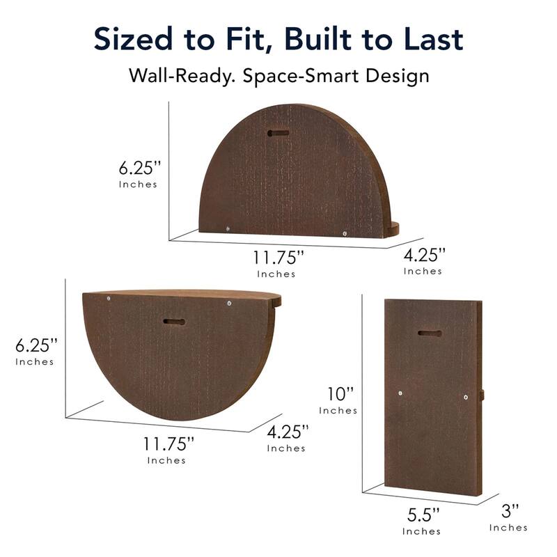 American Art Decor Half Circles Meet Right Angles 4-Piece Shelf Set - 10" x 5.5", 6.25" x 11.75" - N/A