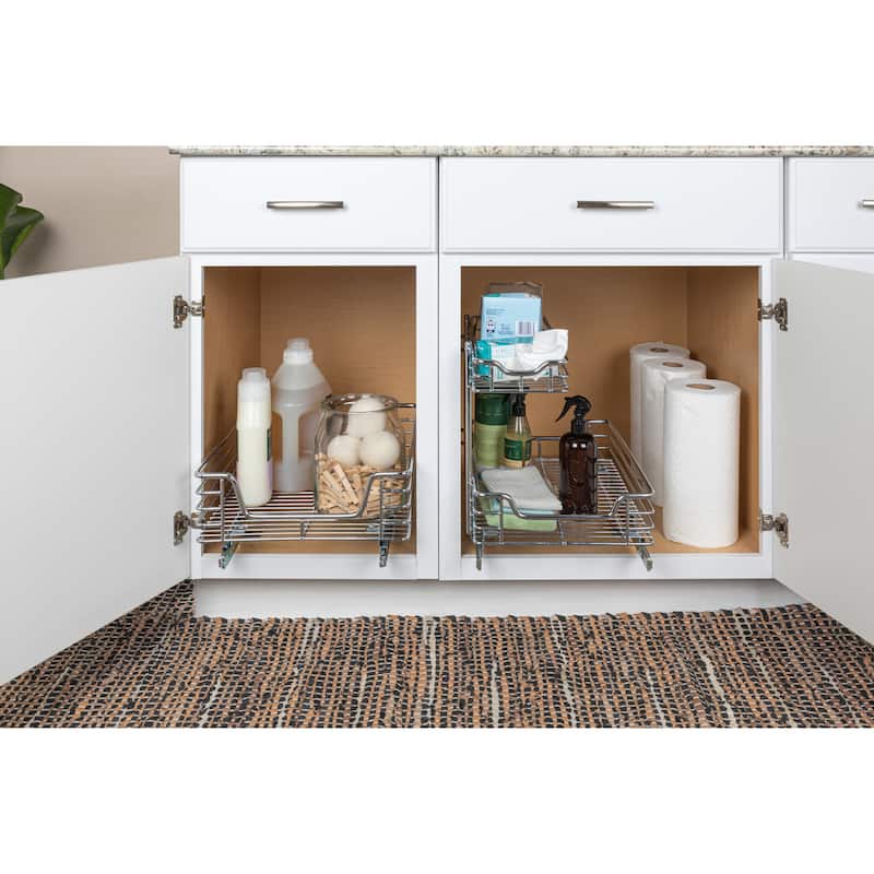Household Essentials 12.5-Inch Chrome Sink Sliding Organizer