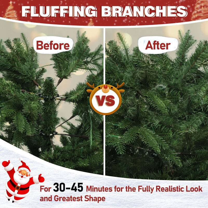 VEIKOUS 6FT Realistic Aspen Fir Pre-Lit Artificial Green Christmas Tree with 350 LED Lights