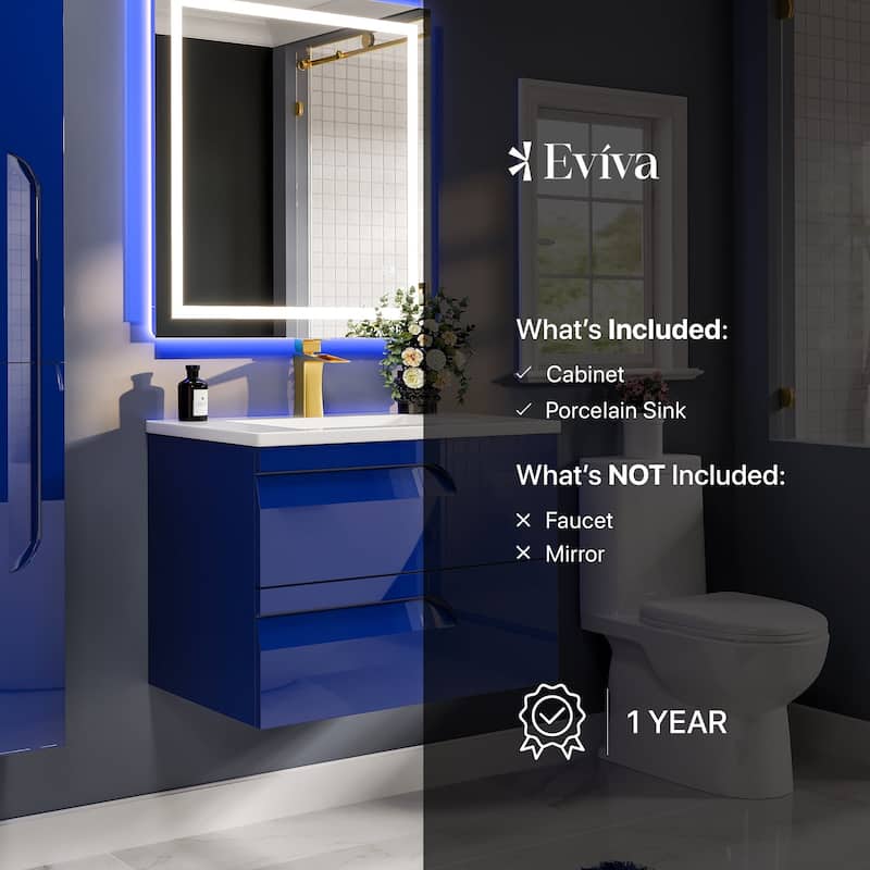 Eviva Joy 32"W Bath Vanity with Integrated Porcelain Sink
