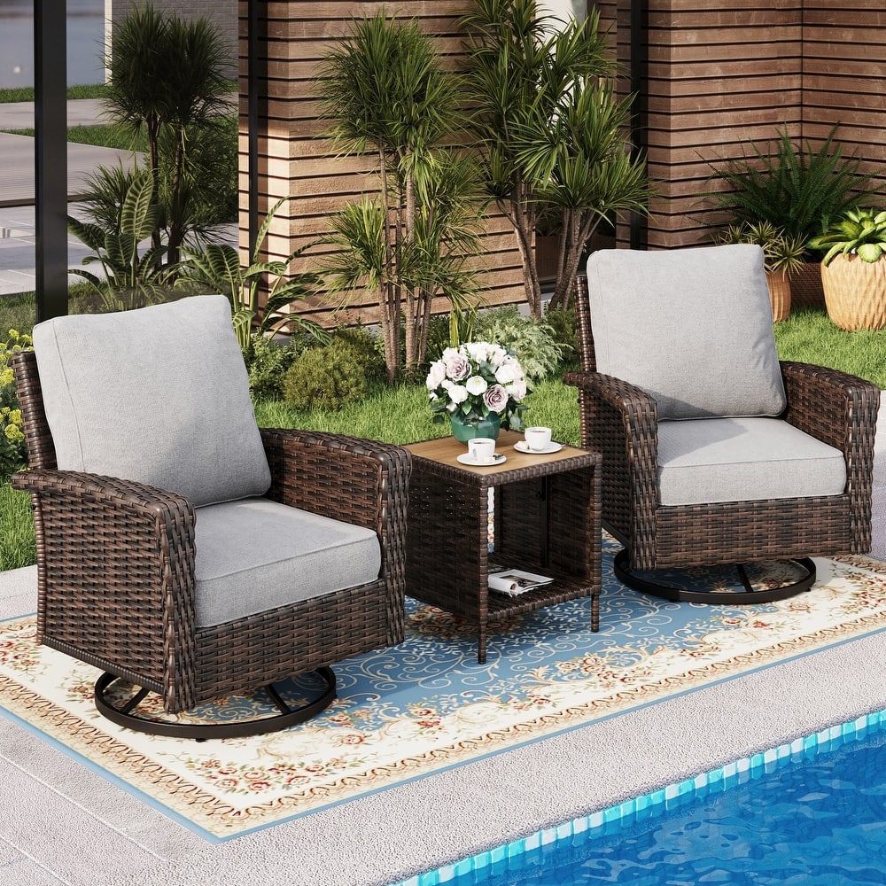MAISON ARTS 7-Piece Extra-Large Patio Wicker Sofa Conversation Set with Table, Oversize Seat with 5.5'' Thick Padded Cushion