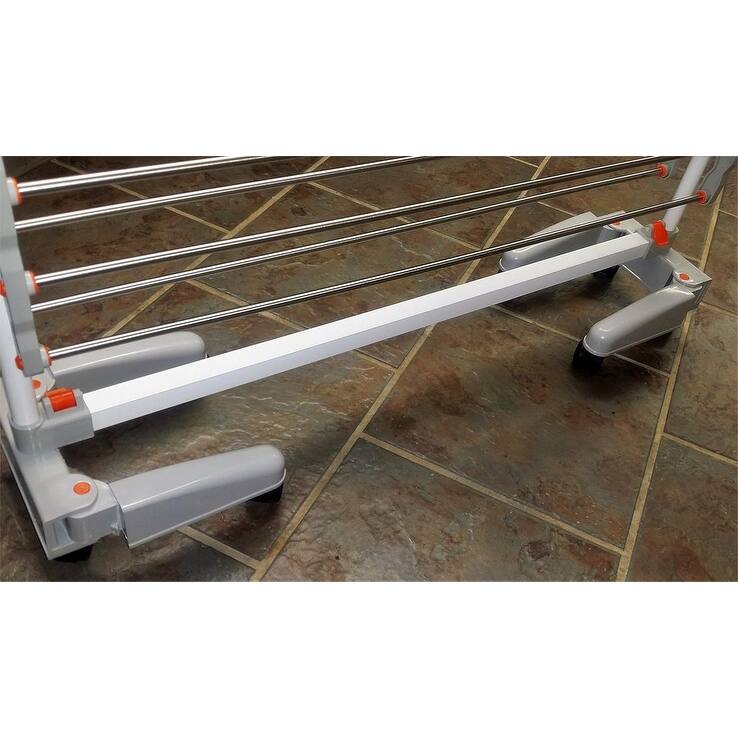 Foldable Rolling 3-Tier Drying Rack - Stainless Steel