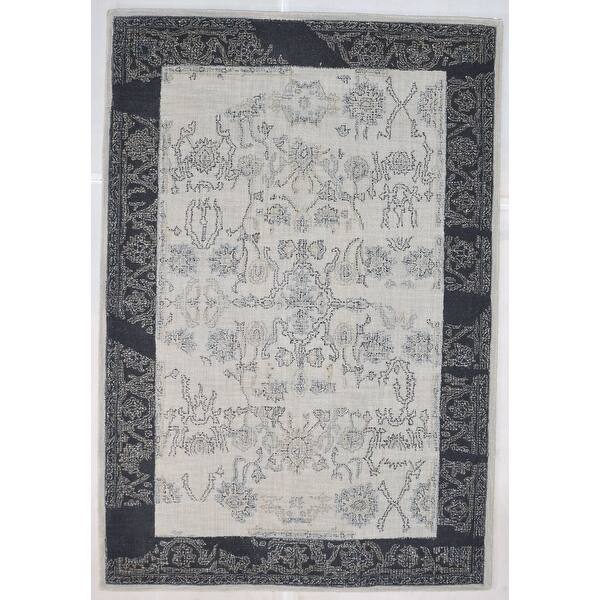 slide 1 of 9, One of a Kind Hand-Tufted Americana 5' x 8' Oriental Wool Grey Rug - 5'1"x7'6"