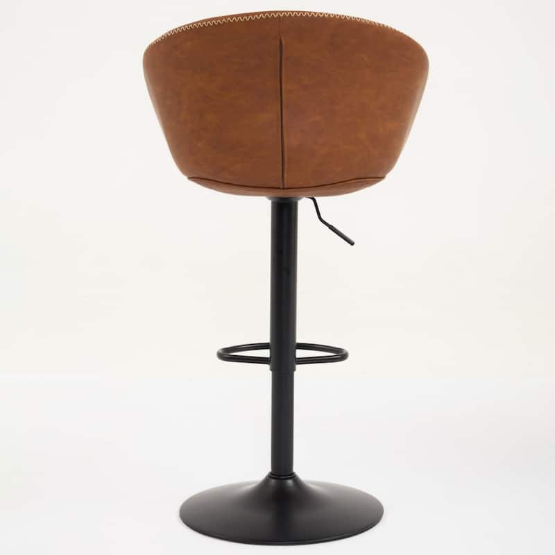 Faux Leather Bar Stool with Back Footrest