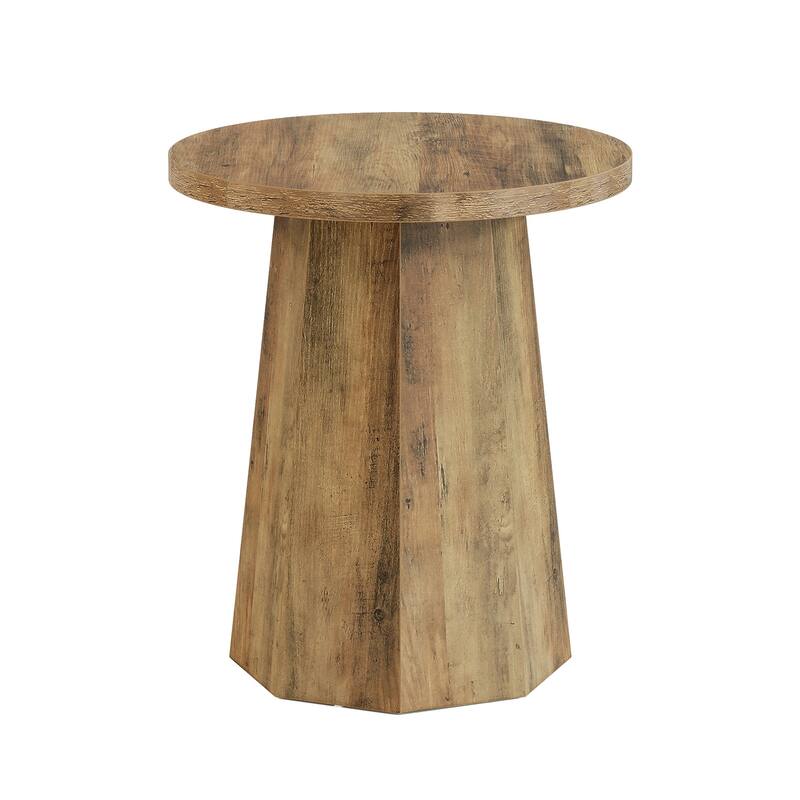 Round End Table, Wooden Couch Side Table, Nightstand Accent Furniture for Living Room, Bedroom
