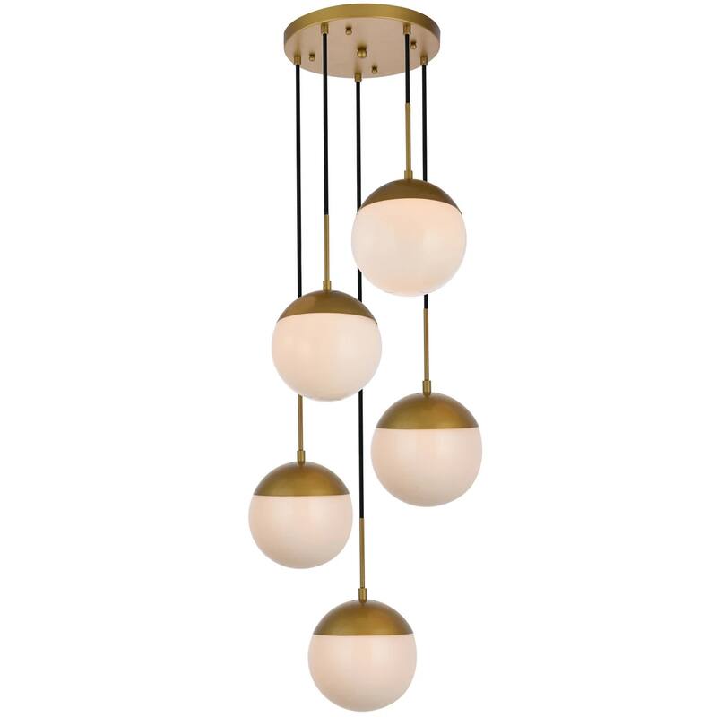 Elegant Lighting Eclipse 5 Light 18" Wide Multi Light Pendant with - Brass