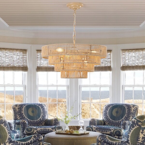 Woven rattan chandelier on sale