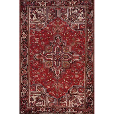 Hand Knotted Oriental 100% Wool Carpet Traditional Medallion Red Heriz Area Rug - 11' 6'' X 8' 2''