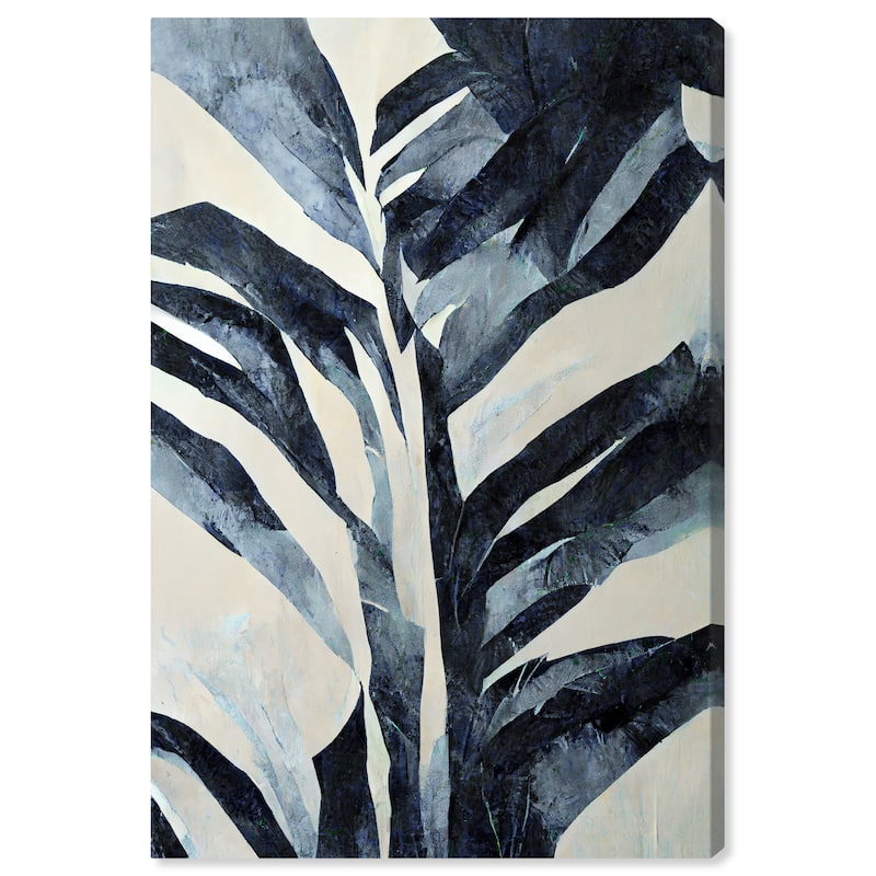 Wynwood Studio Canvas Floral and Botanical Neutral Shade Fern Blue and Tropical Wall Art Canvas Print - Blue, White