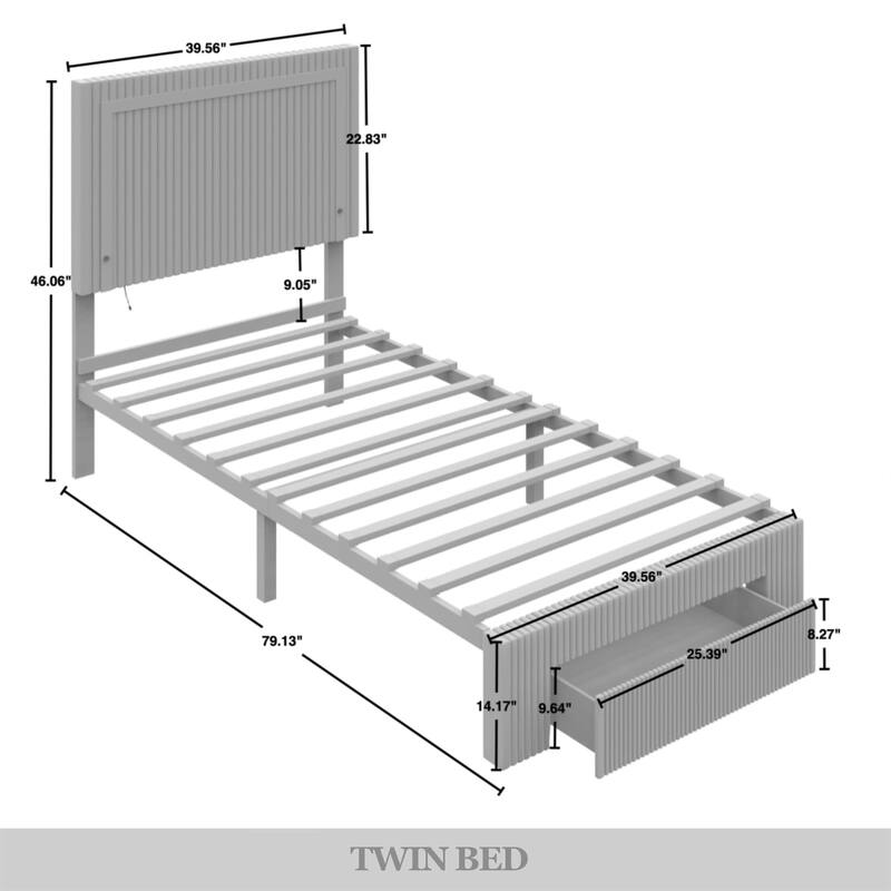 CraftPorch Corduroy Velvet Tufted LED Light Platform Storage Bed