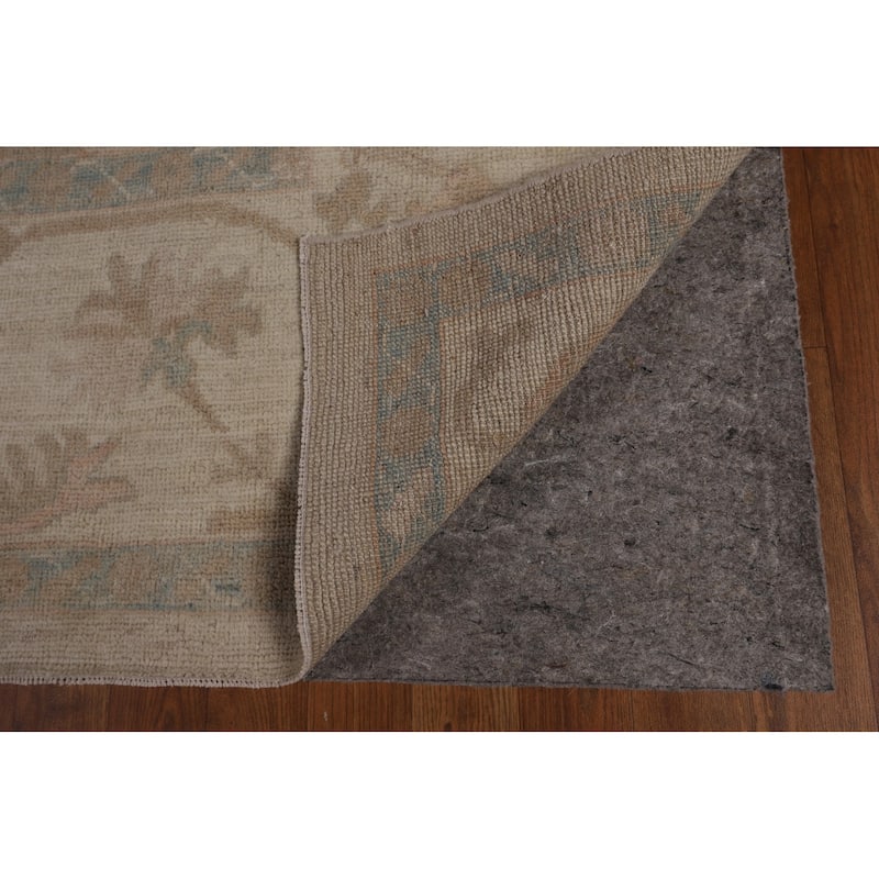Beige Oushak Turkish Area Rug Handmade Vegetable Dye Wool Carpet - 8'1"x 10'3"
