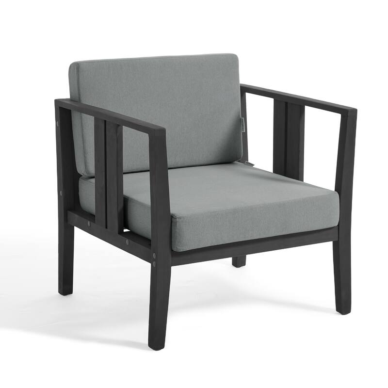 Casual 29"W Outdoor Patio Armchair Set In Solid Teak Wood with Cushion