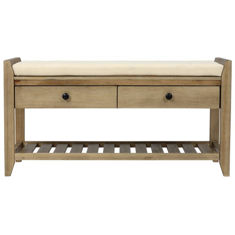 Shoe Rack with Cushioned Seat and Drawers, Multipurpose Entryway Storage Bench