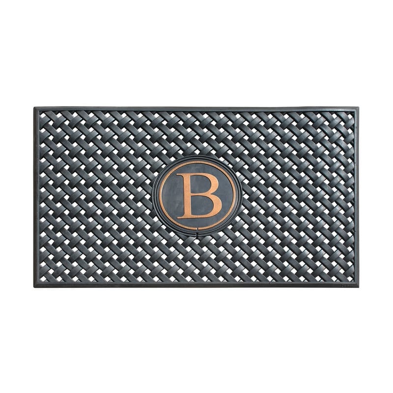 A1HC 100% Pure Rubber Monogrammed Front Door Mat 24" x39" Indoor Outdoor Doormat - B