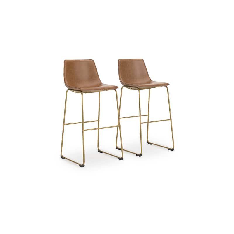Signature Design by Ashley Lexadine Bar Height Bar Stool (Set of 2) - 19"W x 22"D x 39"H - Brown/Gold
