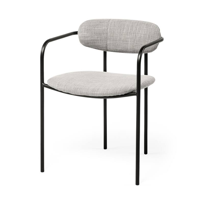 Parker Gray Fabric Seat Black Metal Dining Chair (Set of 2) - 21.6"W x 21.2"D x 28.7"H - Set of 2 - 21.6"W x 21.2"D x 28.7"H - Light Grey & Black