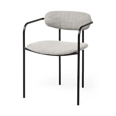 Parker Gray Fabric Seat Black Metal Dining Chair (Set of 2) - 21.6"W x 21.2"D x 28.7"H