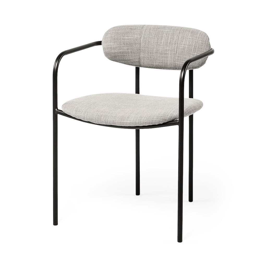 Parker Gray Fabric Seat Black Metal Dining Chair (Set of 2) - 21.6"W x 21.2"D x 28.7"H