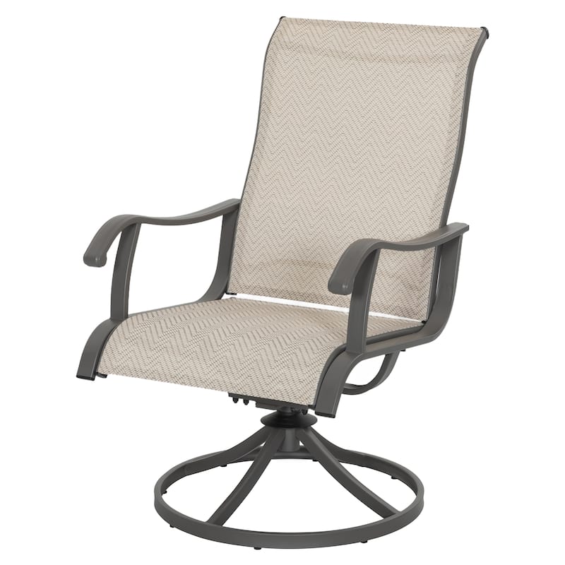 Patio 2-Piece Outdoor Textilene Dining Chairs with Smooth Swivel Design