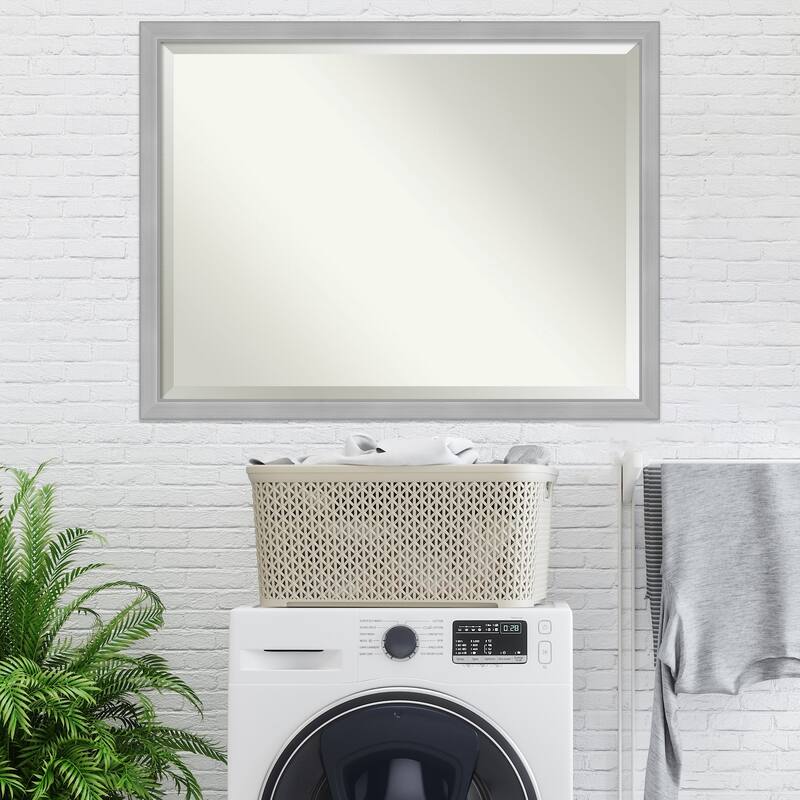 Beveled Wall Mirror - Vista Brushed Nickel Narrow Frame - Vista Brushed Nickel Narrow