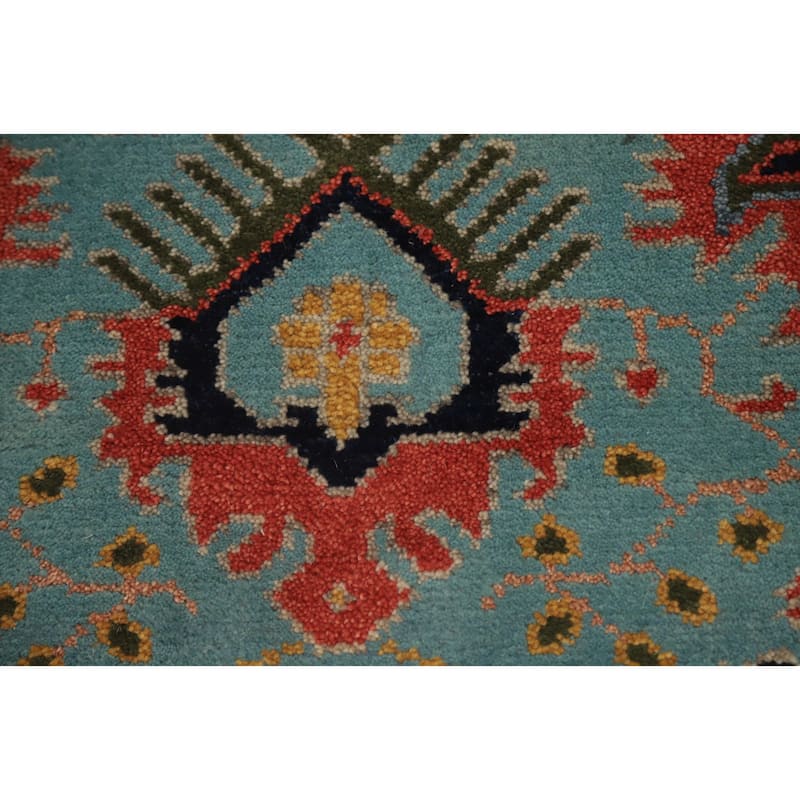 Hand Knotted Oriental 100% Wool Carpet Transitional All-Over Navy Blue & Blues Oushak Runner Rug - 7' 10'' X 2' 5''