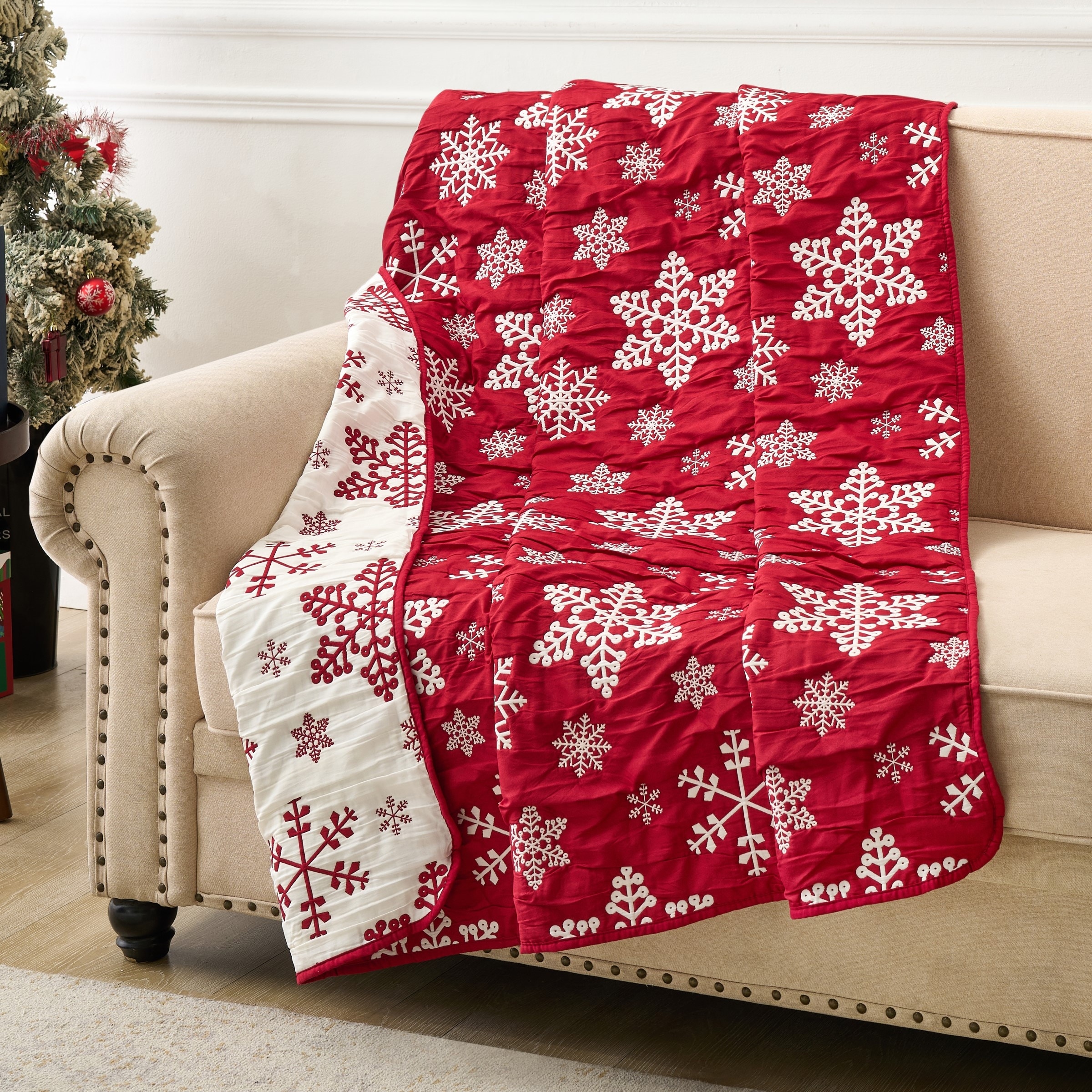 新品 FreshService × loomer 別注 WOOL BLANKET Novelty Holiday Matelasse Style Reversible Throw Blanket - On Sale