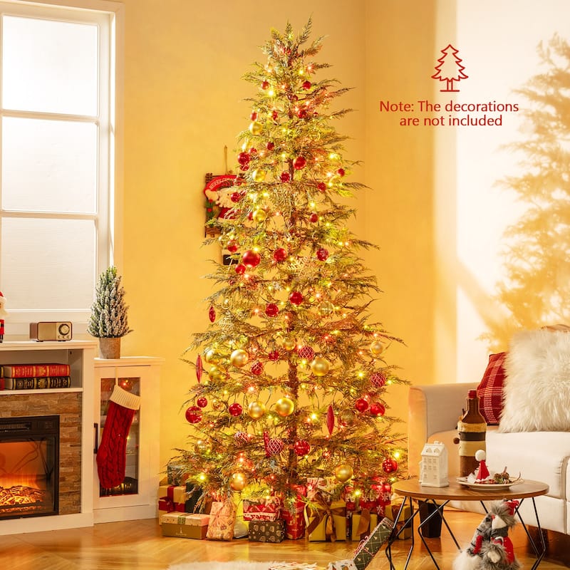 Pre-Lit Green Artificial Christmas Tree with Multicolor LED Lights and Realistic TPE Branches