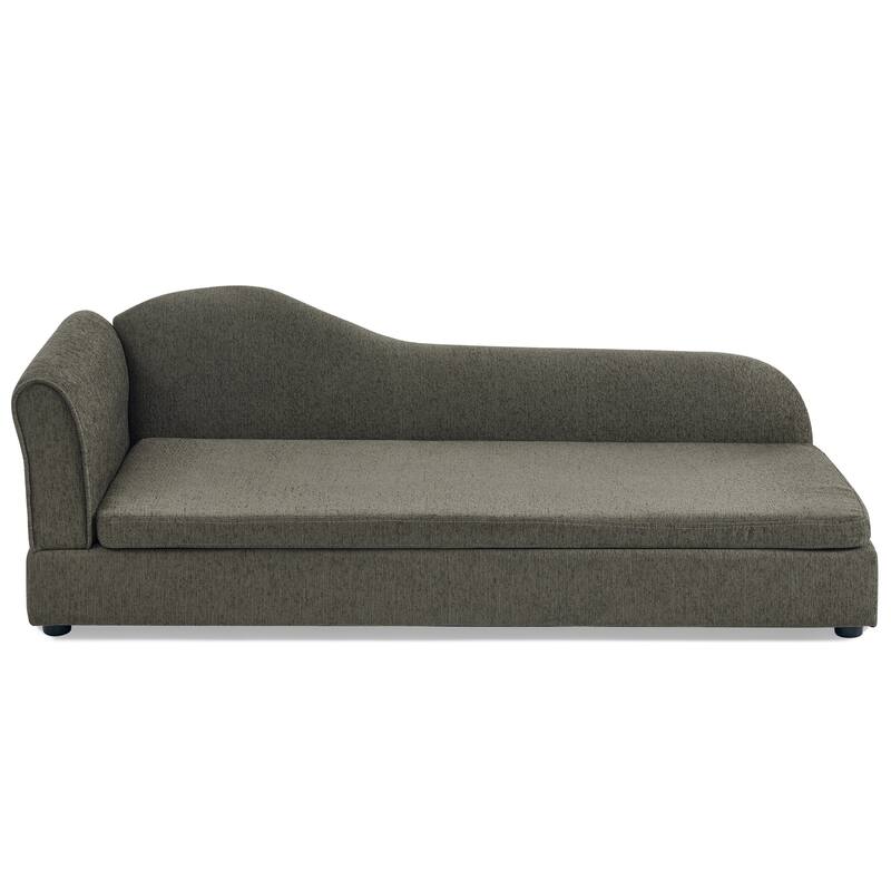 Oversized Pet Sofa, Elegant Modern Linen Fabric Elevated Dog Sofa Bed, Oversized Rectangular Pet Bed with Backrest & Armrest