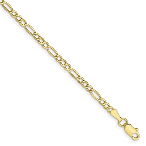 10K Yellow Gold 2.5mm Semi-solid Figaro Chain by Versil