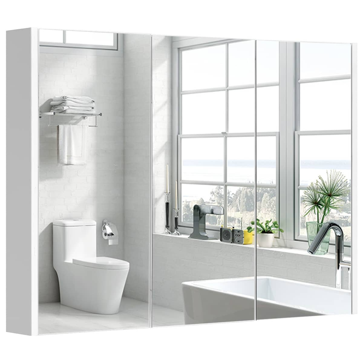 Shop Costway 36 Wide Wall Mount Mirrored Bathroom Medicine