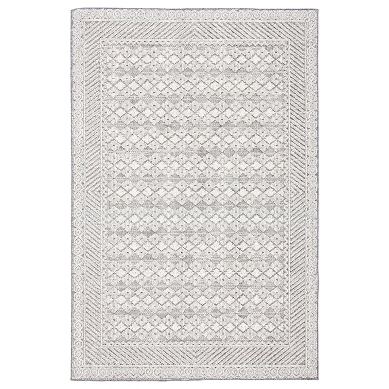 SAFAVIEH Global Siani Moroccan Indoor/ Outdoor Waterproof Patio Backyard - 6'7" x 6'7" Square - Light Grey/Dark Grey