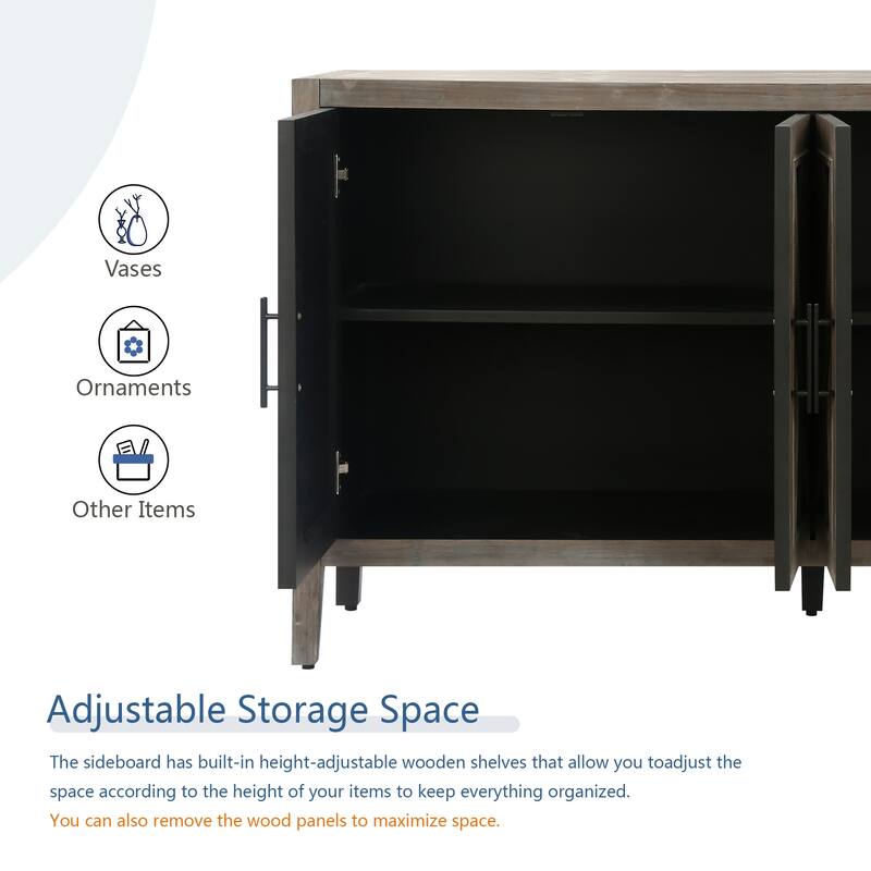 60" 4 Doors Wooden Twill Sideboard