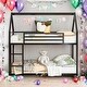 preview thumbnail 2 of 8, Twin over Twin House Bunk Bed with Built-in Ladder, Space-Saving, Black