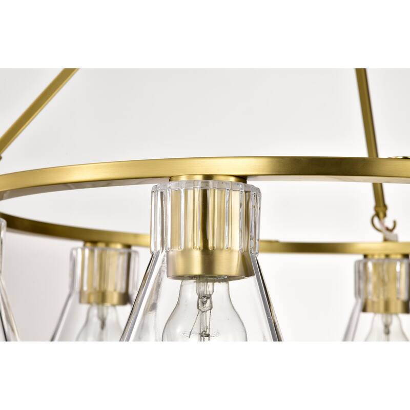 Gianna 6 Light Chandelier Vintage Brass Finish Clear Glass - Vintage Brass