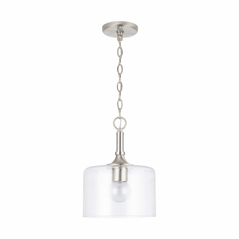 Carter 1-light Hanging Pendant w/ Clear Seeded Glass - Brushed Nickel