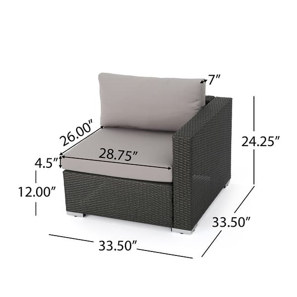 dimension image slide 13 of 15, Christopher Knight Home Santa Rosa Outdoor 7-piece Wicker Seating Sectional Set