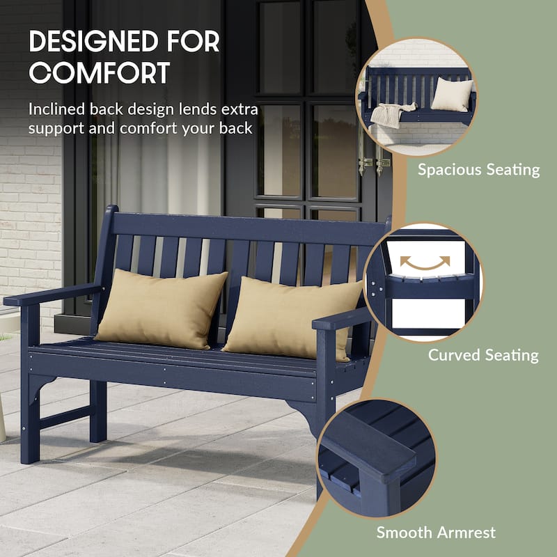 Polytrends Laguna 51" Outdoor Patio 2-Person Garden Bench