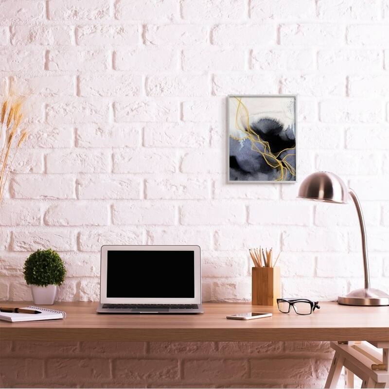 Stupell Modern Coastal Abstract Organic Lines Blue Gold Framed Giclee Texturized Art by Irena Orlov