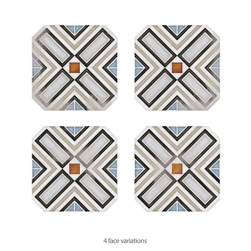 Merola Tile Vaudeville Octagon Deco Ritter 7-7/8" x 7-7/8" Porcelain Floor and Wall Tile