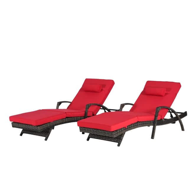 Premium Outdoor Reclining Lounge Set (2-Piece)‌– Wicker Sunbathing Chairs With Thick Cushions,150° Adjustable Backrest