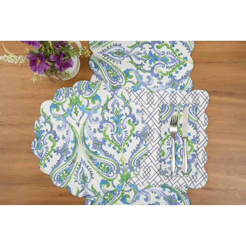 Juliet Quilted Reversible Bright Paisley Placemat Set of 6 - Set of 6