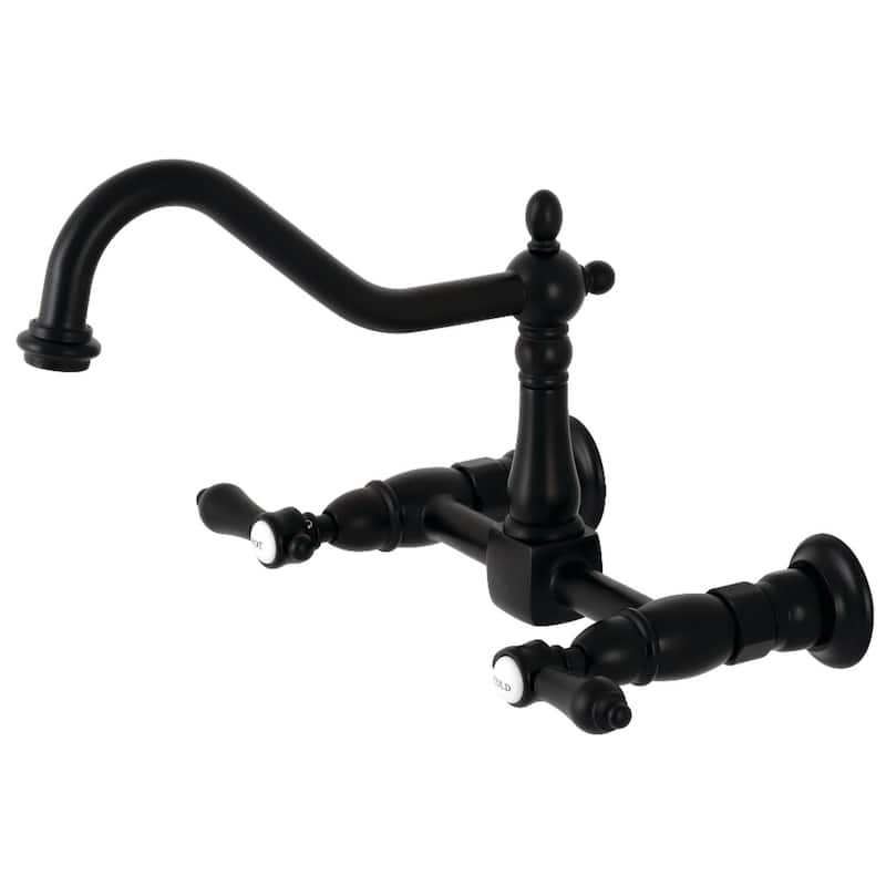 Kingston Brass Heirloom 1.8 GPM Wall Mounted Widespread Bridge Kitchen - Matte Black