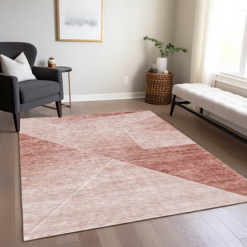 Machine Washable Indoor/ Outdoor Chantille Contemporary Abstract Rug