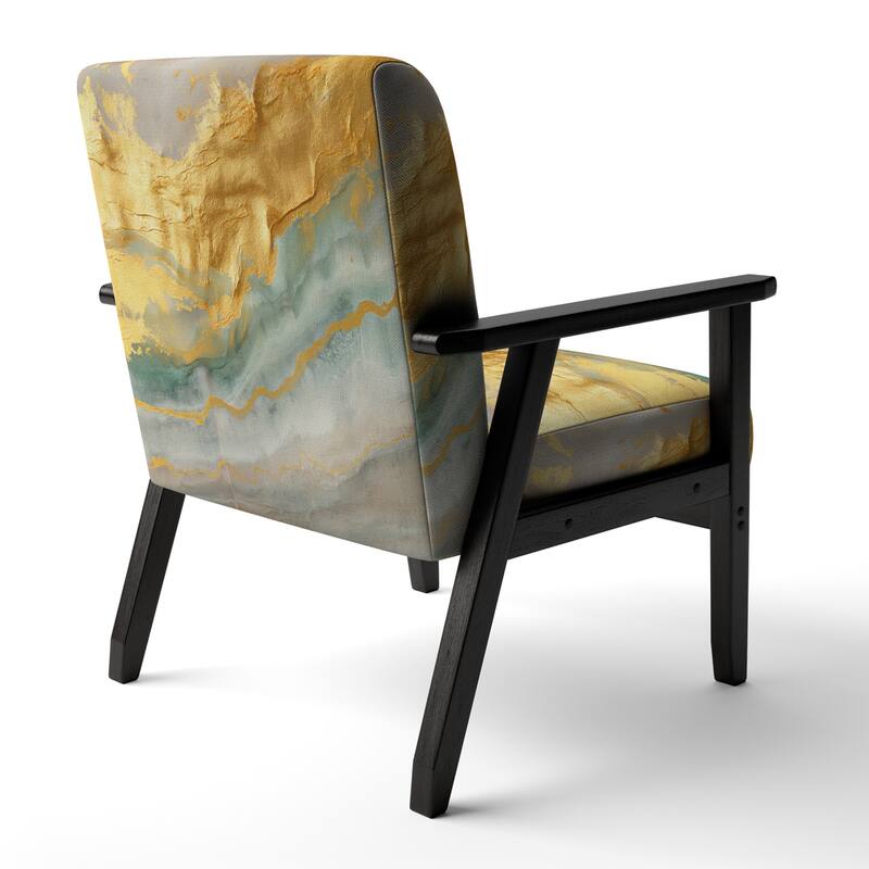 Designart "Coast Blue Sea Waves Watercolour" Upholstered Abstract Accent Chair - Modern Arm Chair For Bedroom