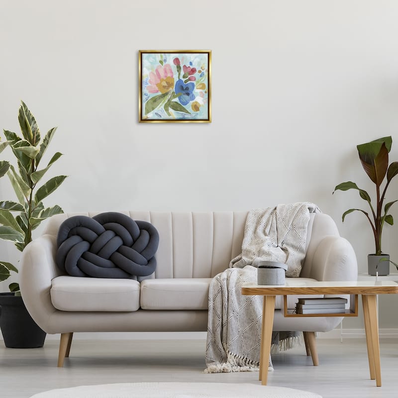 Stupell Stylish Pop Flowers Framed Floater Canvas Wall Art Design By June Erica Vess