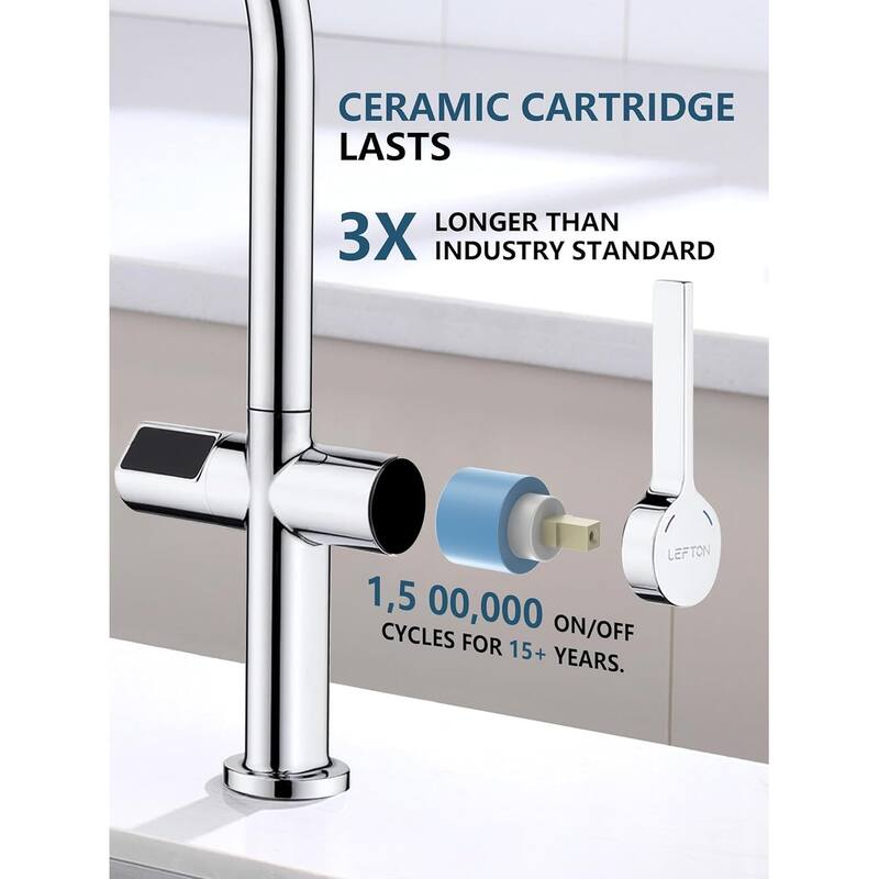 Lefton Touchless Pull-Out Kitchen Faucet, Hands Free Motion Sensor Activated, Battery-Free Temperature Display, KF2206