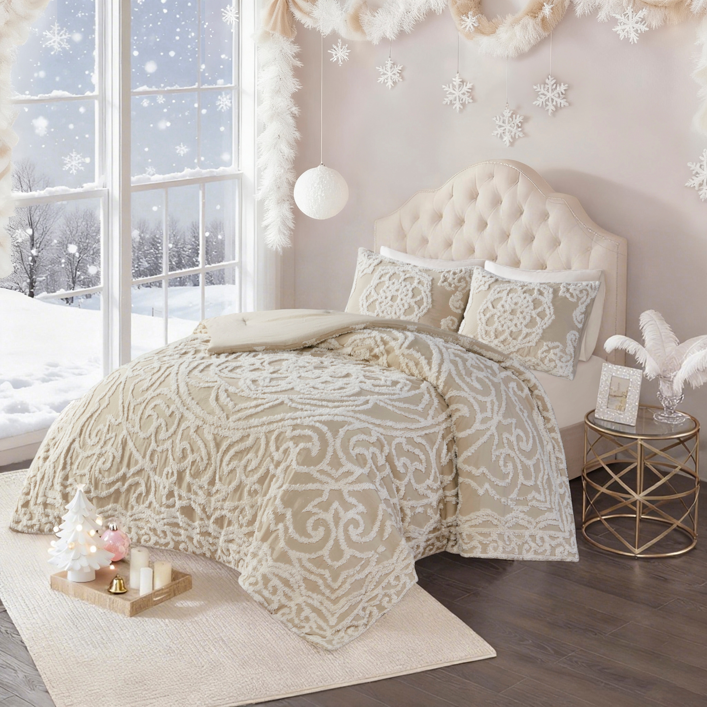 Madison Park Laetitia Tufted Cotton Chenille Medallion Duvet Cover Set