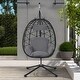 preview thumbnail 1 of 4, Egg Hanging Basket Chair with Stand for Bedroom Balcony Dark Gray