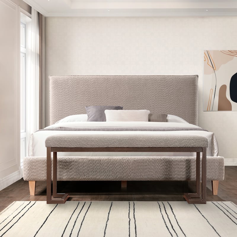 Luxury Bedroom End of Bed Bench Indoor Bench Casual Stool, Dining Room Stool Decorative Stool with Metal Frame